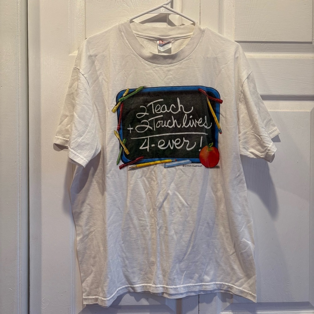 Vintage 1998 Teacher Short Sleeve Graphic T-shirt - Size Large